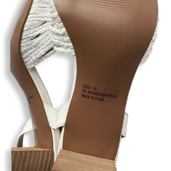 Lulu's Jaylea White Knotted Ankle Strappy Heeled Bridal Sandals Size 11 - Picture 9 of 11